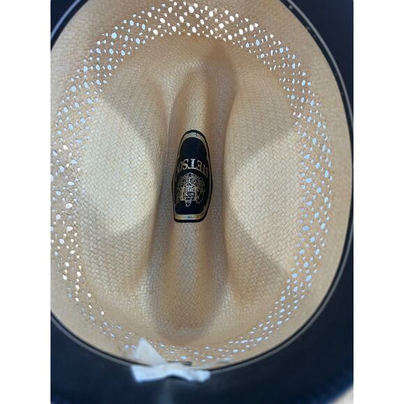 Stetson Rattlesnake Straw Cowboy Rattle Included Hat Size 6 7/8 - 55 6X - Picture 9 of 16